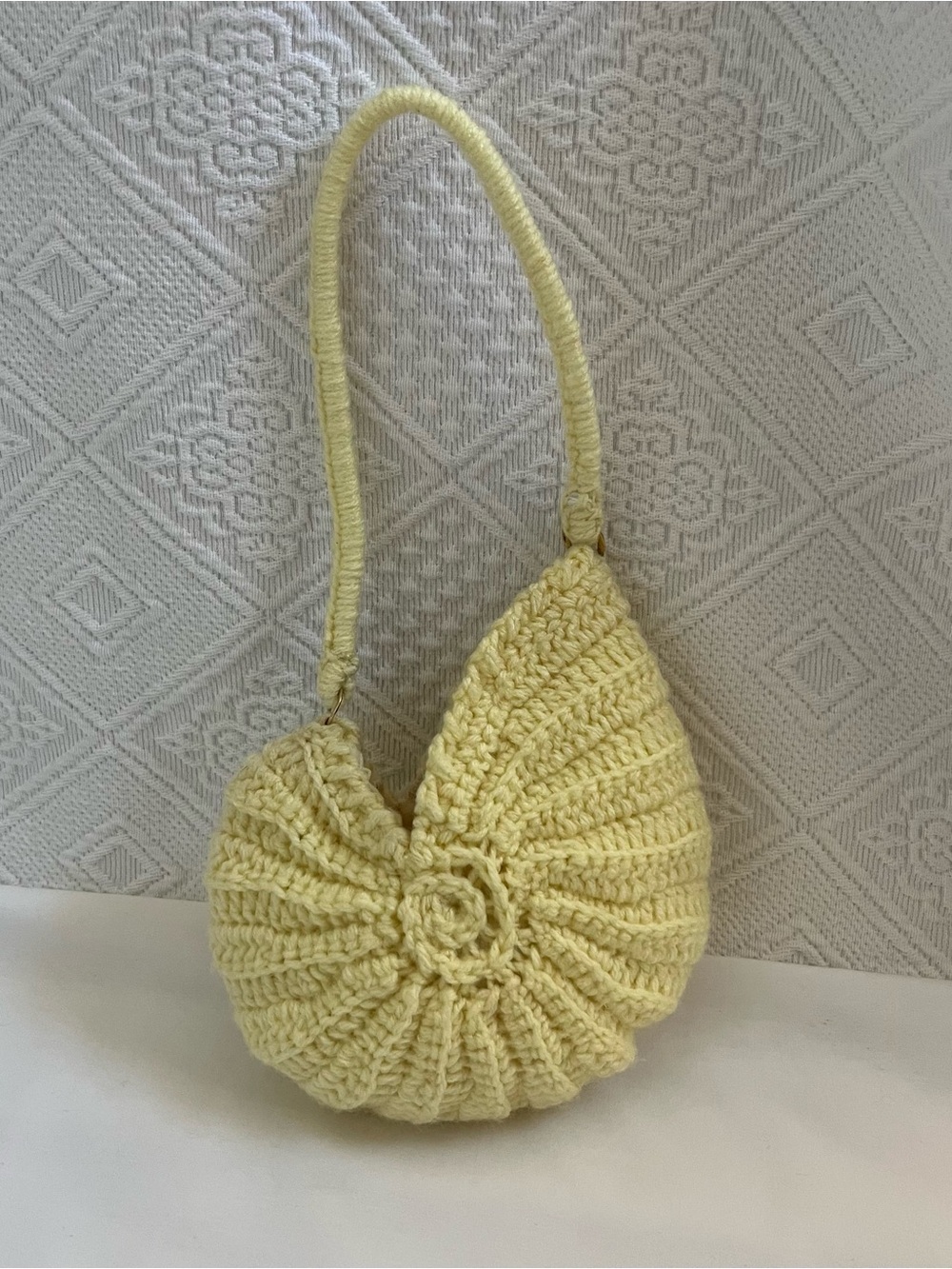 Handcrafted Light Yellow Crochet Mini Bag